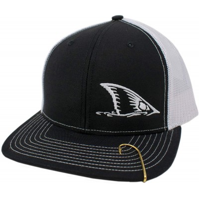 Baseball Caps Redfish Tail Embroidered Cap Design Red Drum Fishing - Black/White - CM18RKURTQH $19.68