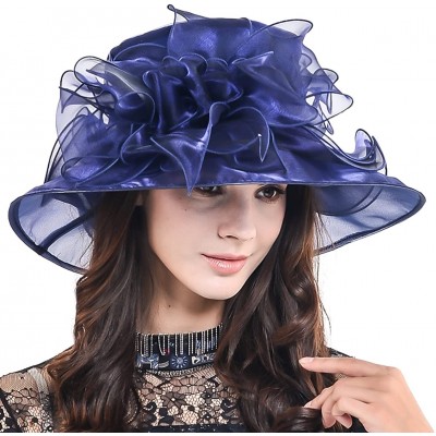 Sun Hats Women's Kentucky Derby Dress Tea Party Church Wedding Hat S609-A - Navy - CK17Y4RZON3 $25.85