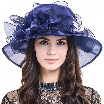 Sun Hats Women's Kentucky Derby Dress Tea Party Church Wedding Hat S609-A - Navy - CK17Y4RZON3 $25.85