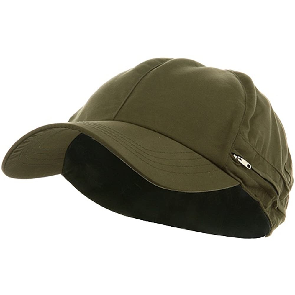 Sun Hats Zippered Flap Caps - Olive - C0111C691P3 $11.25