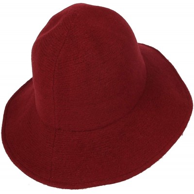 Bucket Hats Wool Winter Floppy Wide Brim Womens Bowler Fodora Hat DWB1103 - Wine - CR18KG87ROM $21.35