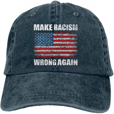 Baseball Caps Make Racism Wrong Again Classic Vintage Jeans Baseball Cap Adjustable Dad Hat for Women and Men - Navy - CM18O5...