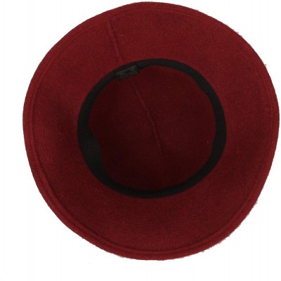 Bucket Hats Wool Winter Floppy Wide Brim Womens Bowler Fodora Hat DWB1103 - Wine - CR18KG87ROM $21.35