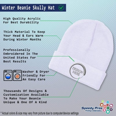 Skullies & Beanies Custom Beanie for Men & Women Love Dinosaur Embroidery Acrylic Skull Cap Hat - White - CO18ZS3S4ZG $10.76