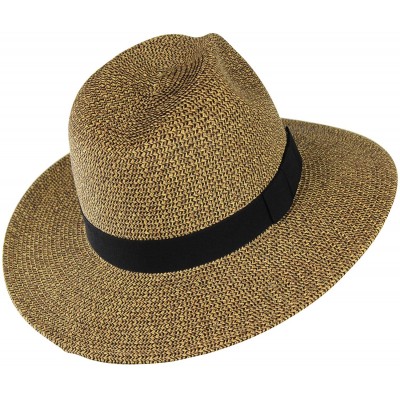 Sun Hats Women's Summer Straw Panama Hat- SPF 50+ UV Protection - Adjustable Drawstring - Dark Natural - C317XWC02RD $15.75