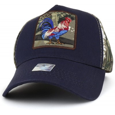 Baseball Caps Cock Rooster Embroidered Patch Camo Print Back Baseball Cap - Navy Camo - CH18H3X4494 $14.67