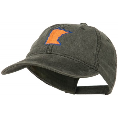 Baseball Caps Minnesota State Map Embroidered Washed Cotton Cap - Black - CG11ND5K10F $20.24