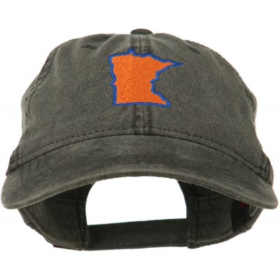 Baseball Caps Minnesota State Map Embroidered Washed Cotton Cap - Black - CG11ND5K10F $20.24