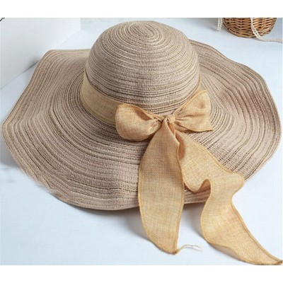 Sun Hats Women Fashion Bowknot Decor Summer Outdoor UV Protect Beach Sun Large Brimmed Foldable Cap Hat - Blue - CD128QWH1BV ...