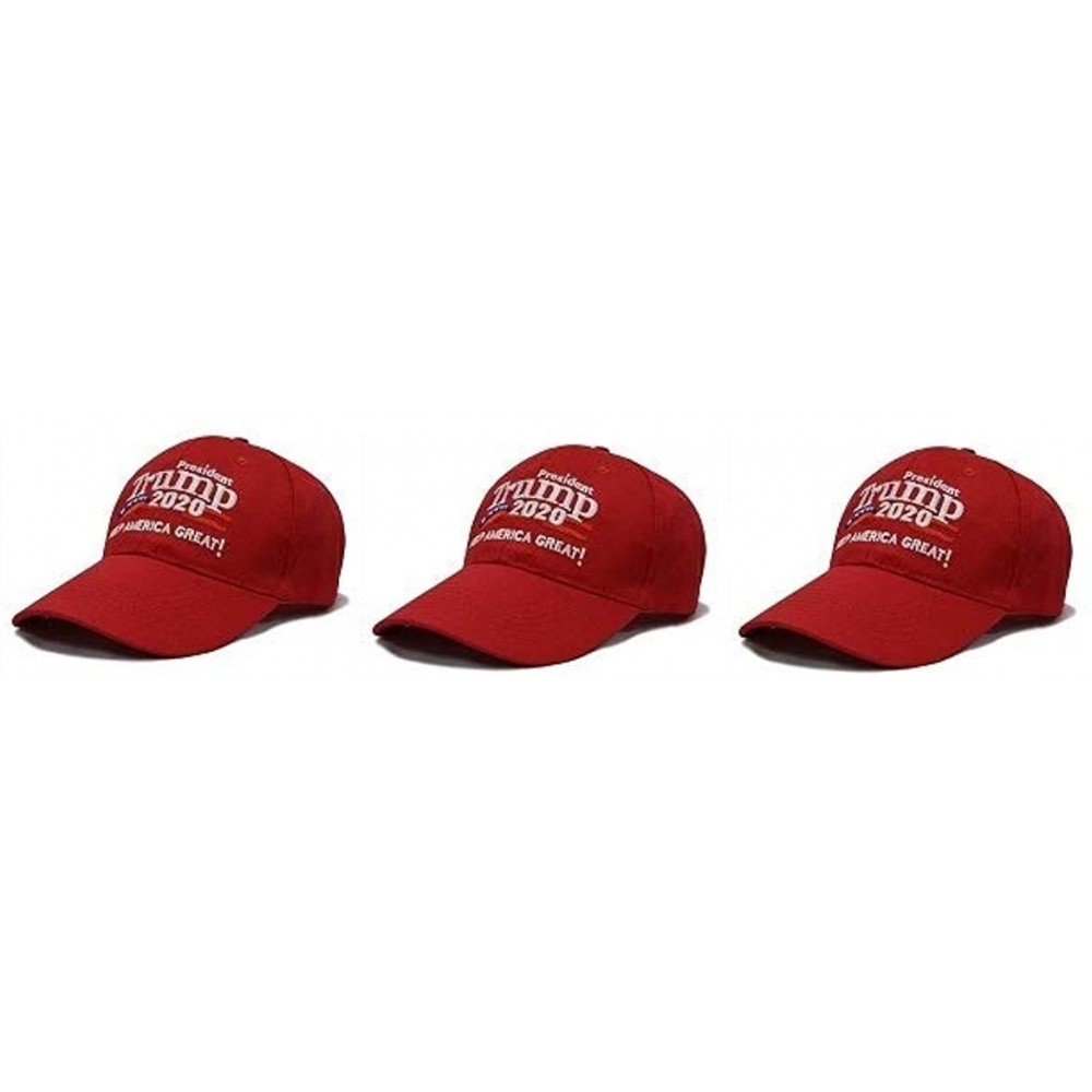 Baseball Caps Make America Great Again Hat [3 Pack]- Donald Trump USA MAGA Cap Adjustable Baseball Hat - 2020 V2 Red - C718RG...