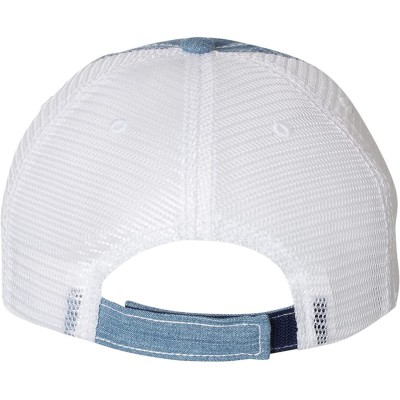 Baseball Caps Adult Where We Go One We Go All Embroidered Distressed Trucker Cap - Blue Denim/ White - CR18HU9SD89 $27.97