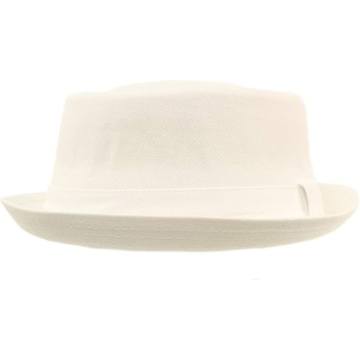 Fedoras Men's Everyday Cotton All Season Porkpie Boater Derby Fedora Sun Hat - White - C717YTDLDWI $24.21