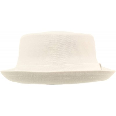 Fedoras Men's Everyday Cotton All Season Porkpie Boater Derby Fedora Sun Hat - White - C717YTDLDWI $24.21