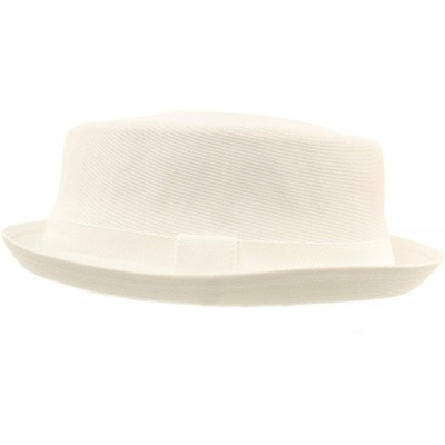 Fedoras Men's Everyday Cotton All Season Porkpie Boater Derby Fedora Sun Hat - White - C717YTDLDWI $24.21