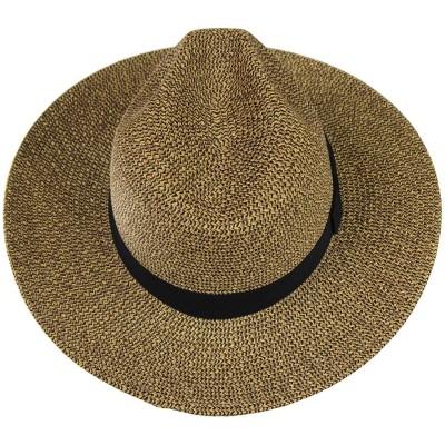 Sun Hats Women's Summer Straw Panama Hat- SPF 50+ UV Protection - Adjustable Drawstring - Dark Natural - C317XWC02RD $15.75