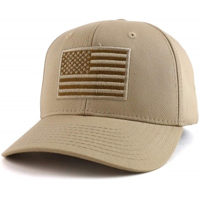 Baseball Caps American Flag Embroidered Camo Tactical Operator Structured Cotton Cap - Kha - CP193NTMCXN $15.91