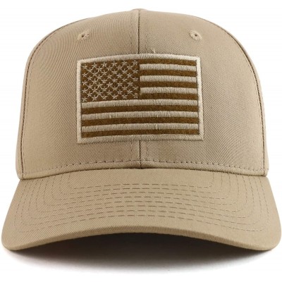 Baseball Caps American Flag Embroidered Camo Tactical Operator Structured Cotton Cap - Kha - CP193NTMCXN $15.91