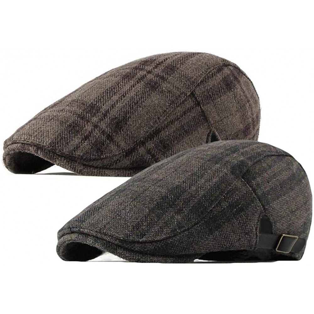 Newsboy Caps 2 Pack Men's Cotton Flat Cap Ivy Gatsby Newsboy Hat - G - C218M042GLM $12.50