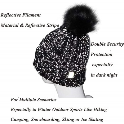 Skullies & Beanies Women's Winter Warm Colorful Flecked Yarn Rib Knit Beanie Hat with Reflective Stripe-Stretch Skull Cap - C...