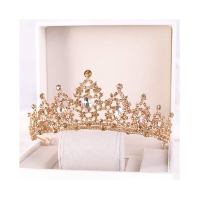 Headbands Handmade Rhinestone Bridal Crown Silver Crystal Diadem for Bride Headbands-Champagne - Champagne - C818WU6DO04 $19.24
