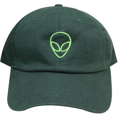 Baseball Caps Alien Small Embroidery Cotton Baseball Cap - Neon Sign Hunter Green - C4185KI5IE7 $10.40