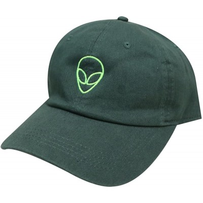 Baseball Caps Alien Small Embroidery Cotton Baseball Cap - Neon Sign Hunter Green - C4185KI5IE7 $10.40