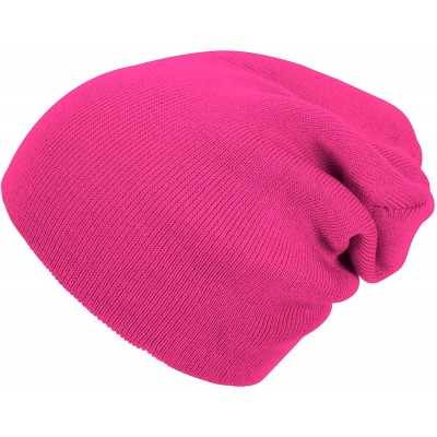 Skullies & Beanies Solid Color Long Beanie - Carmine Red - C411Y94XKWP $8.33