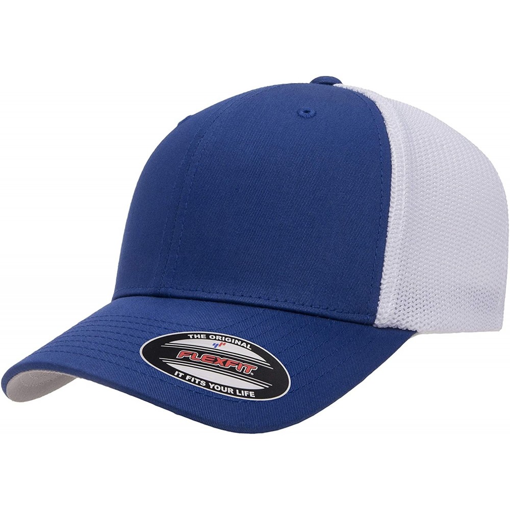 Baseball Caps Trucker Mesh Fitted Cap - Royal/White - CN18E4Q22HN $10.19