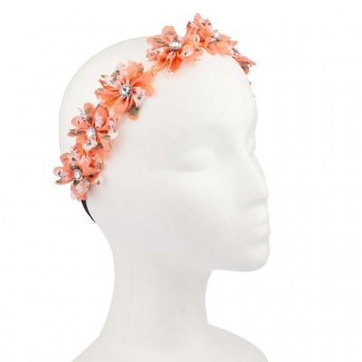 Headbands Floral Fabric Flower Peach Crystal Stretch Headband Head Band - Floral Peach - C611YL7Z8Y3 $12.07