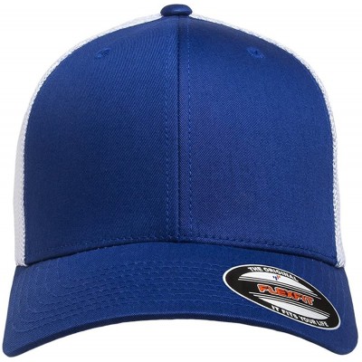 Baseball Caps Trucker Mesh Fitted Cap - Royal/White - CN18E4Q22HN $10.19