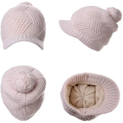 Skullies & Beanies Women's 100% Wool Knit Visor Beanie Newsboy Cap - 99216pink - CY193DWYC6G $17.66