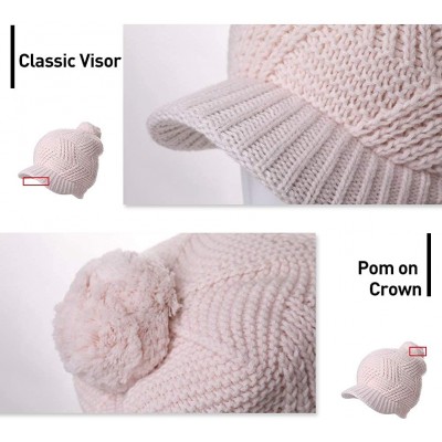 Skullies & Beanies Women's 100% Wool Knit Visor Beanie Newsboy Cap - 99216pink - CY193DWYC6G $17.66