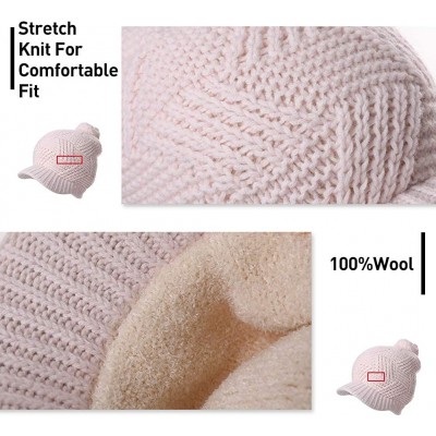 Skullies & Beanies Women's 100% Wool Knit Visor Beanie Newsboy Cap - 99216pink - CY193DWYC6G $17.66