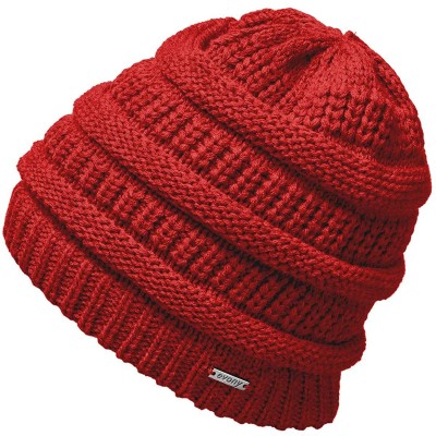 Skullies & Beanies Knitted Beanie Hat for Women & Men - Deliciously Soft Chunky Beanie - Red - C9194E7YR5M $12.44