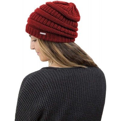 Skullies & Beanies Knitted Beanie Hat for Women & Men - Deliciously Soft Chunky Beanie - Red - C9194E7YR5M $12.44