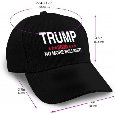 Baseball Caps Trump 2020 No More Bullshit Baseball Cap Plain Hat Adjustable Hats Dad Hat Cap for Men Women - Black - CF19457T...