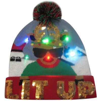 Skullies & Beanies LED Light-up Christmas Hat 6 Colorful Lights Beanie Cap Knitted Ugly Sweater Xmas Party - B - CV18ZMQ7IO5 ...