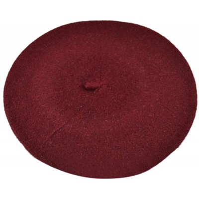 Berets French Beret - Wool Solid Color Womens Beanie Cap Hat - Wine Red - CS12N7D3VLD $8.63