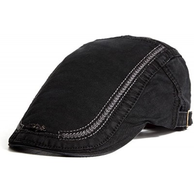 Newsboy Caps Mens Cotton Embroidery Painter Berets Caps Casual Outdoor Visor Forward Hat - Black - CA186TSYH7Z $12.81