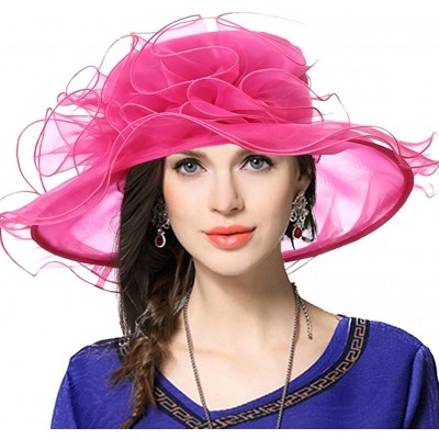Sun Hats Women Church Derby Hat Wide Brim Wedding Dress Hat Tea Party HAT S019 - Rose - CZ12OCW40WP $34.27