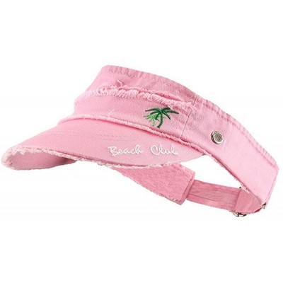 Visors Beach Club Frayed Visor - Pink - C2112B77T0V $10.25