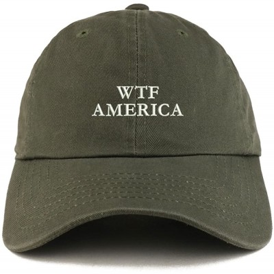 Baseball Caps WTF America Embroidered Low Profile Soft Cotton Dad Hat Cap - Olive - CI18D53X6ND $17.09