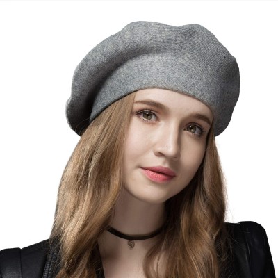 Berets Classic Winter Cashmere French Knitting - Light Gray - CU18YOTM02S $13.13