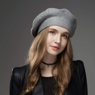 Berets Classic Winter Cashmere French Knitting - Light Gray - CU18YOTM02S $13.13