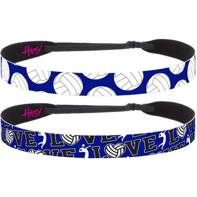 Headbands Cute Adjustable No Slip I Love Volleyball Headbands for Girls & Women - Volleyball Royal Blue 2pk - CL188GIEUGL $27.32