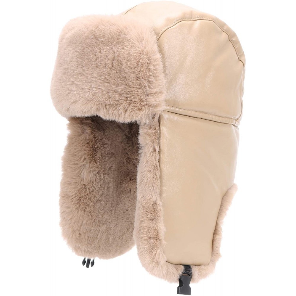 Bomber Hats Faux Fur Earflap Winter Hat for Men Women Russian Trapper Soviet Ushanka Bomber Hat - Khaki2 - CE192034K7M $35.24