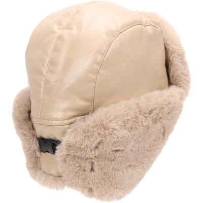 Bomber Hats Faux Fur Earflap Winter Hat for Men Women Russian Trapper Soviet Ushanka Bomber Hat - Khaki2 - CE192034K7M $35.24