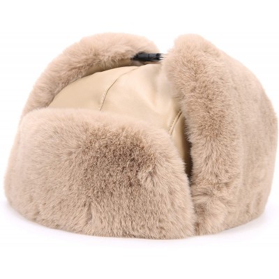 Bomber Hats Faux Fur Earflap Winter Hat for Men Women Russian Trapper Soviet Ushanka Bomber Hat - Khaki2 - CE192034K7M $35.24