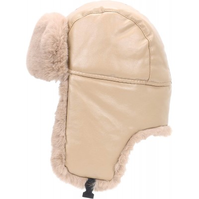 Bomber Hats Faux Fur Earflap Winter Hat for Men Women Russian Trapper Soviet Ushanka Bomber Hat - Khaki2 - CE192034K7M $35.24