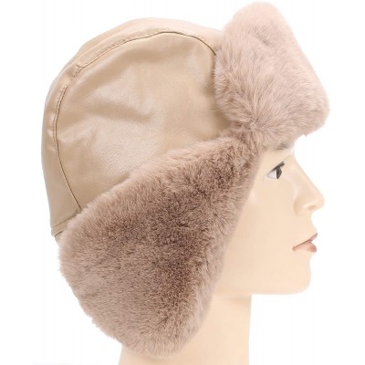 Bomber Hats Faux Fur Earflap Winter Hat for Men Women Russian Trapper Soviet Ushanka Bomber Hat - Khaki2 - CE192034K7M $35.24